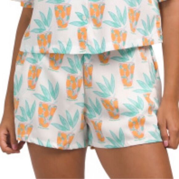 Bouffants & Broken Hearts L White Teal Orange Lemonade Print PJ Short Set - Picture 5 of 16